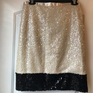 Sequined black and white pencil skirt